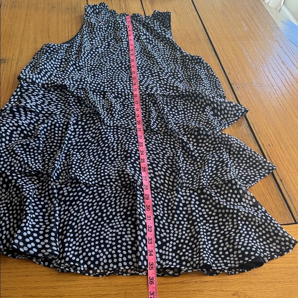 Nine West Black and White Sleeveless Midi Dress Polka Dot Tiered size 10 - Picture 6 of 6